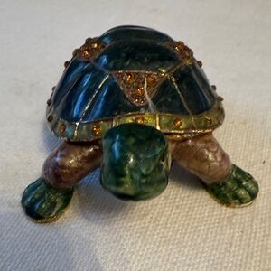 Jay Strongwater Green and Brown Turtle Figurine with Gold Accents